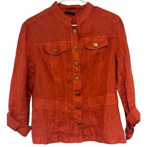 Pomodoro Linen Jacket Blazer Top Orange Size 4